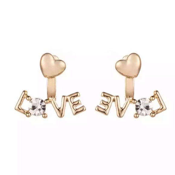 🆕 Love Earring Jacket Studs - Picture 2 of 3